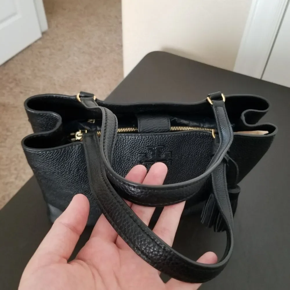 Tory Burch Black Leather Tote with Tassel